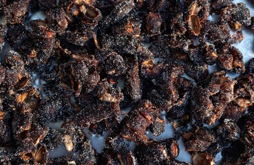 Top Veiw of Seedless Tamarind Coated in White Salt to Preserve