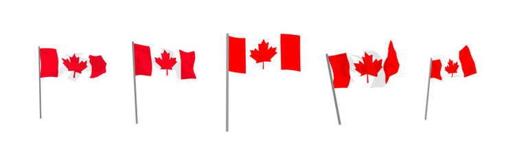 Canadian Flag Icon Set for Canada Day, National Celebrations, and Patriotic Event