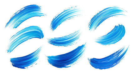 Fototapeta premium set of light blue flat brushstrokes isolated on transparent background
