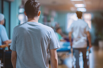 Fototapeta premium Helping a patient with physical therapy in a rehabilitation center generative AI technology