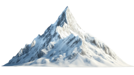 snowy mountain on transparent background