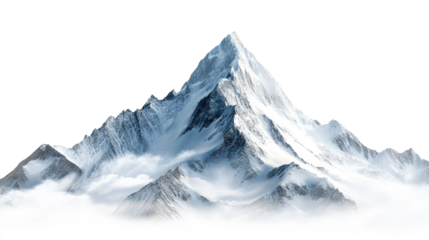snowy mountain on transparent background