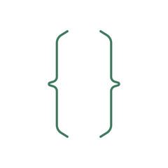 thin line green curly braces icon for text