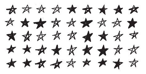 Stars set on white. Hand drawn doodle illustrations	
