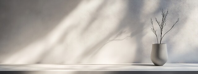  3D table and wall in an empty studio room. Podium against a white wall. Tabletop surface for product presentation. Platform with concrete texture for beauty advertising. 