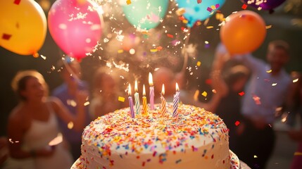 Joyful Birthday Party Celebration with Colorful Balloons