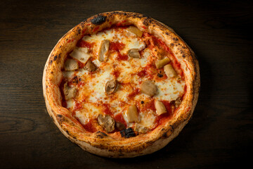 italian pizza gourmet with cep mushroom