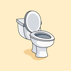 Isolated cartoon sitting toilet. Vector Illiustration.