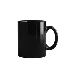 Sleek black ceramic mug perfect for coffee, tea, or any hot beverage. Ideal for home or office use, adding a modern touch to any setting isolate on transparency background