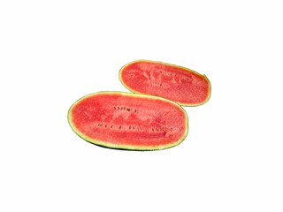 Fresh watermelon isolated on white background. Citrullus lanatus. Organic fruit