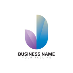 J abstract modern minimalist premium typography 3d colorful letter logo design template
