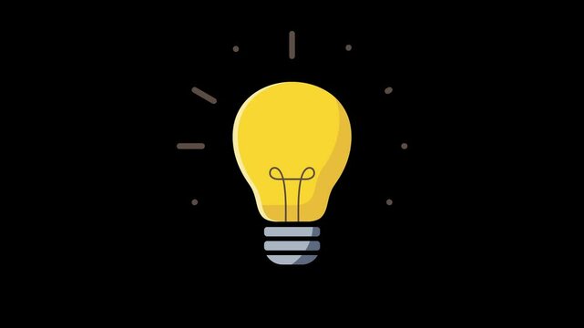 Linear glowing light bulbs on a transparent background. Light bulb outline pictogram. Light bulb icon, light bulb idea, 4K animated footge