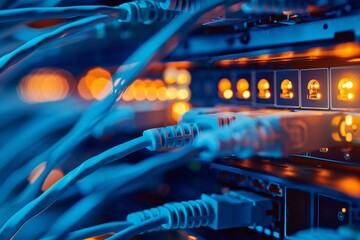 Naklejka premium Network Engineer: Optimize network infrastructure to support virtual collaboration among global teams. , background blur