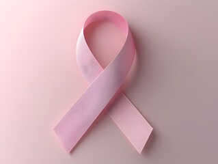 Minimalist and delicate pink ribbon design with subtle text  Breast Cancer Awareness  on a plain background conveying a contemporary and modern aesthetic for healthcare medical
