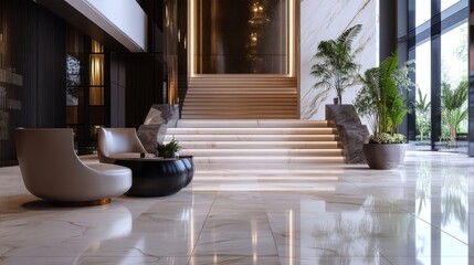 Luxury hotel reception lobby