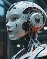 Fototapeta premium A presentation on the future of AI and robotics, focusing on how these technologies will work together to revolutionize industries like healthcare and manufacturing.