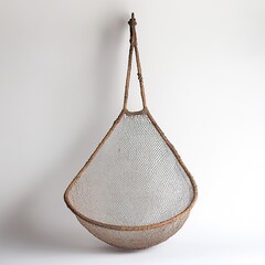 Fototapeta premium Vintage Fishing Net Hanging on White Background