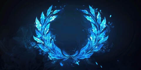 blue glowing laurel wreath background