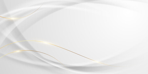 white abstract background with luxury golden lines vector illustration