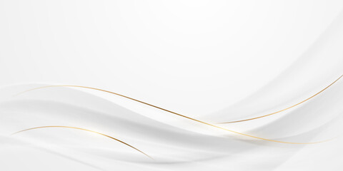 white abstract background with luxury golden lines vector illustration
