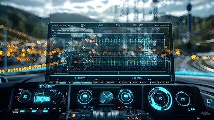 Obraz premium Futuristic Car Dashboard Interface