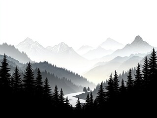 Obraz premium Mountainous Landscape BW