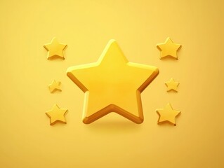 Obraz premium Gold Star Surrounded by Smaller Gold Stars