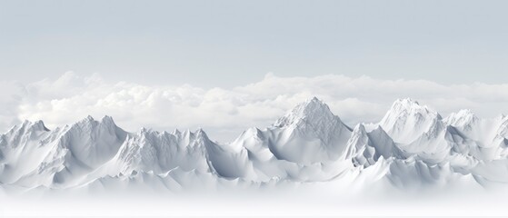 Snowy rocky mountains, minimal style.
