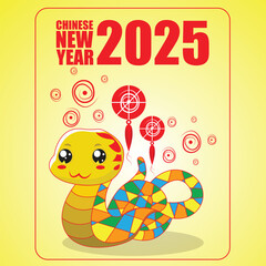 Chinese new year 2025 year of the Snake. Lunar new year concept. Chinese vector designs with snake. Lunar templates and envelope design in yellow background.