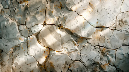 Obraz premium Sunlight casts delicate shadows on a textured surface of cracked earth and clay
