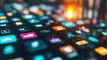 vibrant collection of floating app icons representing global services, showcasing technology and connectivity. colorful interface highlights modern digital communication and user interaction