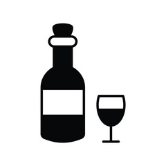 champagne bottle glyph icon with white background vector stock illustration