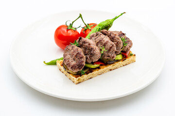 Turkish meatball traditional kofte. Spicy meatballs Kebab or Kebap