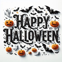 Halloween lettering to write on a shirt on a white background