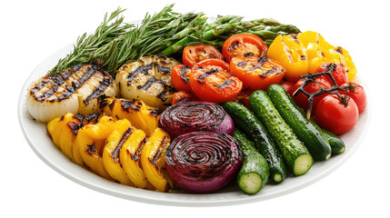 grilled vegetables on a transparent background