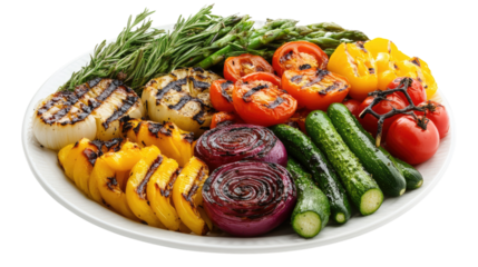 grilled vegetables on a transparent background
