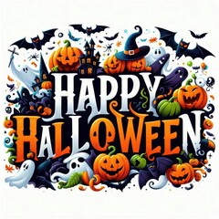 Halloween lettering to write on a shirt on a white background