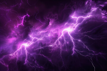 Fototapeta premium Generative ai on theme of scary bright electric lightning bolt with branches in the night dark sky