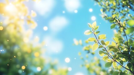 Fototapeta premium Bright Leafy Background with Soft Bokeh Effect