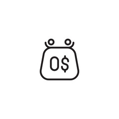 Wallet with zero dollars. Zero dollar wallet. Zero balance. Out of funds.