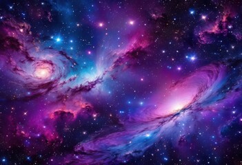 Obraz premium vibrant celestial nightscape displaying luminous shimmering cosmic wonders across starry expansive sky, asterism, galaxies, stars, universe, cosmos