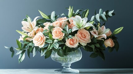 Obraz premium Elegant Floral Arrangement in Soft Pastel Colors