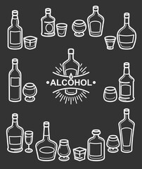 Alcoholic glass collection. Alcoholic glass icon set. Vector