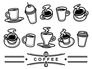 Coffee cup set. Collection icon coffee. Vector