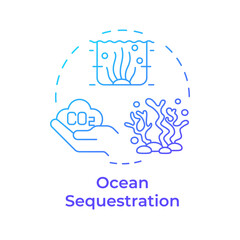 Ocean sequestration blue gradient concept icon. Seagrass, aquaculture. Pollution reduce, carbon management. Round shape line illustration. Abstract idea. Graphic design. Easy to use infographic
