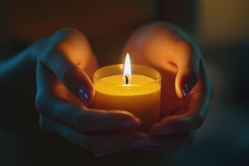 Person with lit candle