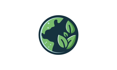 World environment day logo design template, planet Earth with plant logo design, green earth planet concept, icon, world ecology, nature global protect, logo eco environment, globe with leaf