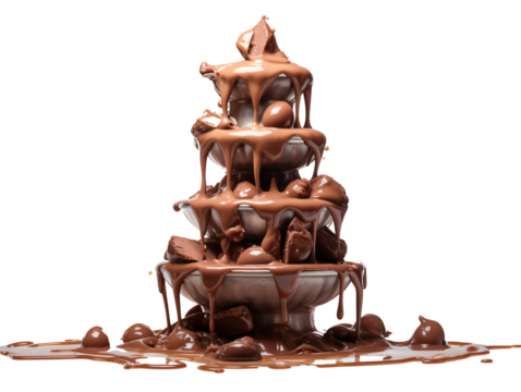 a chocolate fountain with chocolate on top