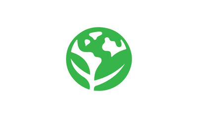 World environment day logo design template, planet Earth with plant logo design, green earth planet concept, icon, world ecology, nature global protect, logo eco environment, globe with leaf