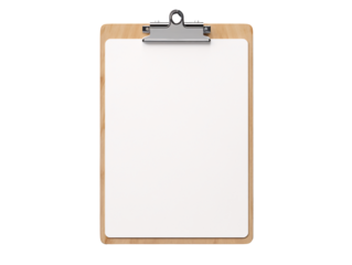 a clipboard with a white paper on it